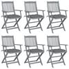 vidaXL Chaises pliables d'ext&eacute;rieur lot de 6 et coussins Bois d'acacia
