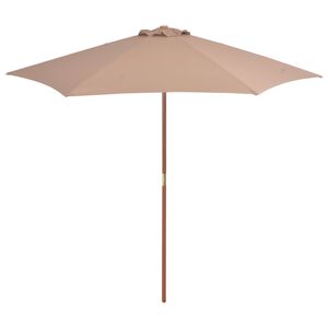 vidaXL Parasol d'ext&eacute;rieur avec m&acirc;t en bois 270 cm taupe