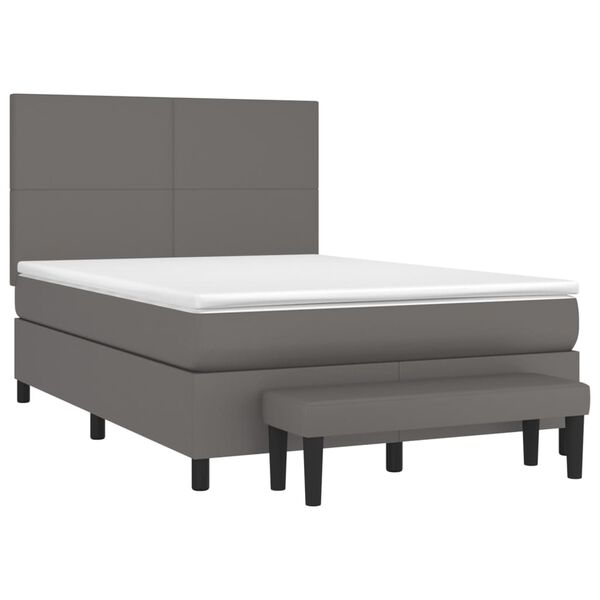 vidaXL Sommier &agrave; lattes de lit avec matelas Gris 140x190 cm Similicuir
