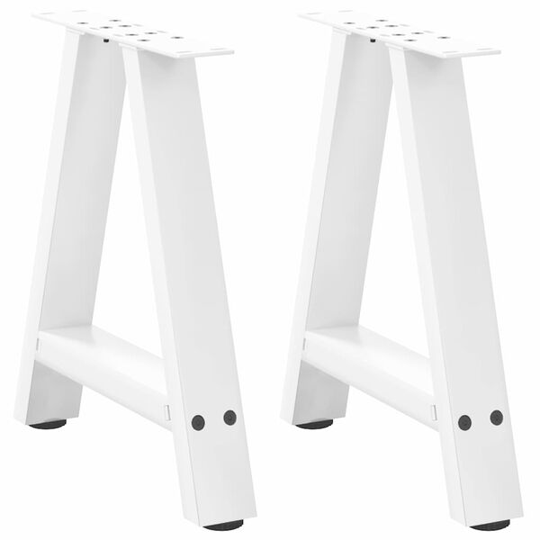 vidaXL Pieds de table basse en forme de A, 2 pi&egrave;ces, blanc, 38 x (42-43) cm, acier