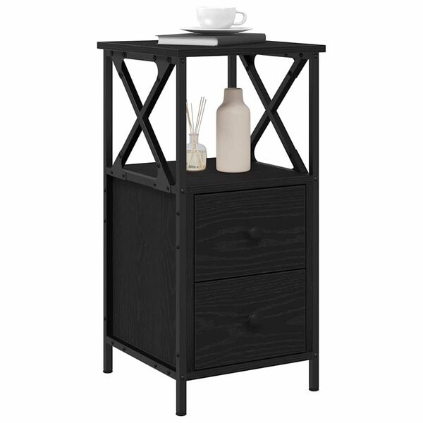 vidaXL Cabinet de chevet avec tiroir Ch&ecirc;ne noir 34 x 35,5 x 70 cm