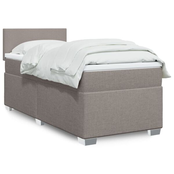 vidaXL Sommier &agrave; lattes de lit avec matelas Taupe 100x200 cm Tissu