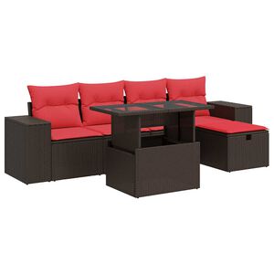 vidaXL Salon de jardin 6 pcs avec coussins marron r&eacute;sine tress&eacute;e