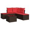 vidaXL Salon de jardin 6 pcs avec coussins marron r&eacute;sine tress&eacute;e
