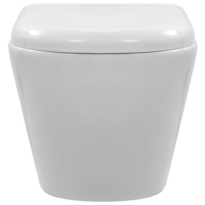 WC suspendu avec réservoir haut encastré à double chasse d'eau en céramique  blanche VidaXL - Habitium®