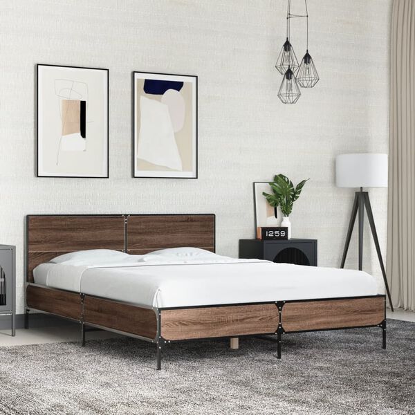 vidaXL Cadre de lit sans matelas ch&ecirc;ne marron 135x190 cm