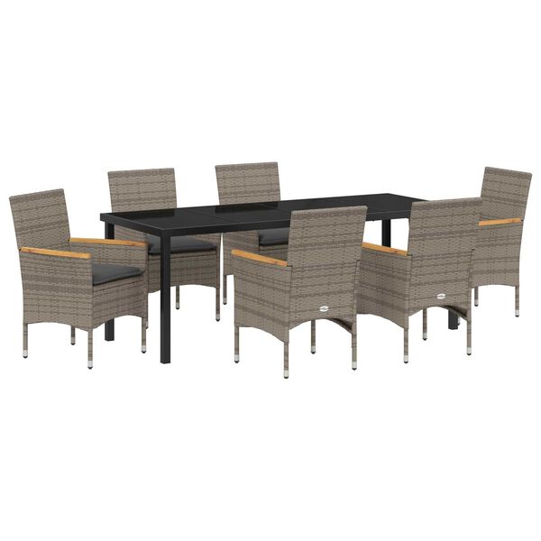 vidaXL Ensemble de salle &agrave; manger pour jardin 7 pcs Gris polyrotin