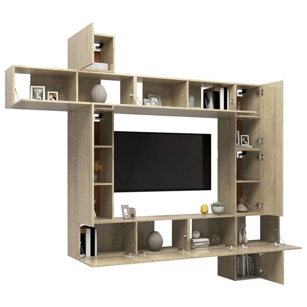 vidaXL Ensemble de meubles TV 9 pcs Chêne sonoma Bois d'ingénierie