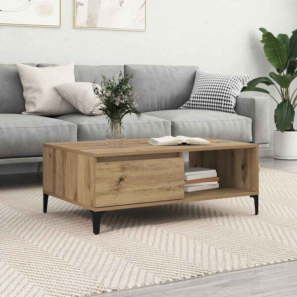 vidaXL Table basse chêne artisanal 90 x 60 x 35 cm Bois d'ingénierie