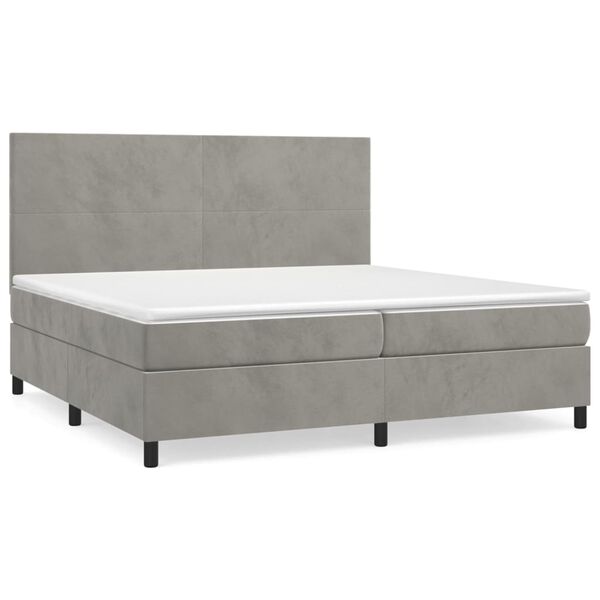 vidaXL Sommier &agrave; lattes de lit et matelas Gris clair 200x200cm Velours