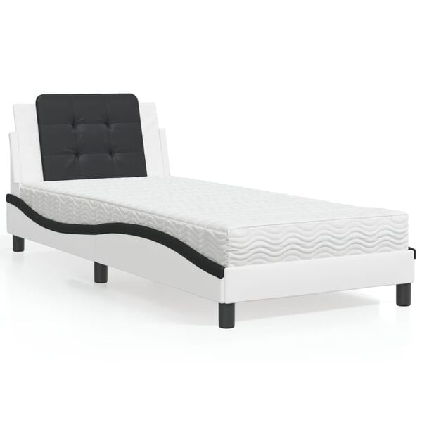 vidaXL Cadre de lit sans matelas Zadar blanc et noir 80x200 cm similicuir
