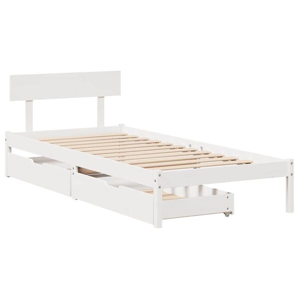 vidaXL Cadre de lit sans matelas blanc 100x200 cm bois de pin massif