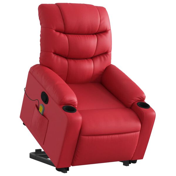 vidaXL Fauteuil inclinable de massage Rouge Similicuir