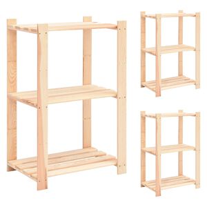 vidaXL &Eacute;tag&egrave;res de rangement &agrave; 3 niveaux 3 pcs 60x38x90 cm Pin 150 kg