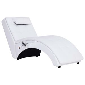 vidaXL Chaise longue de massage avec oreiller Blanc Similicuir