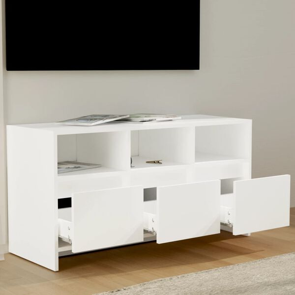 vidaXL Meuble TV Blanc 102x37,5x52,5 cm Bois d'ing&eacute;nierie