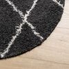 vidaXL Tapis shaggy à poils longs moderne noir et crème Ø 200 cm