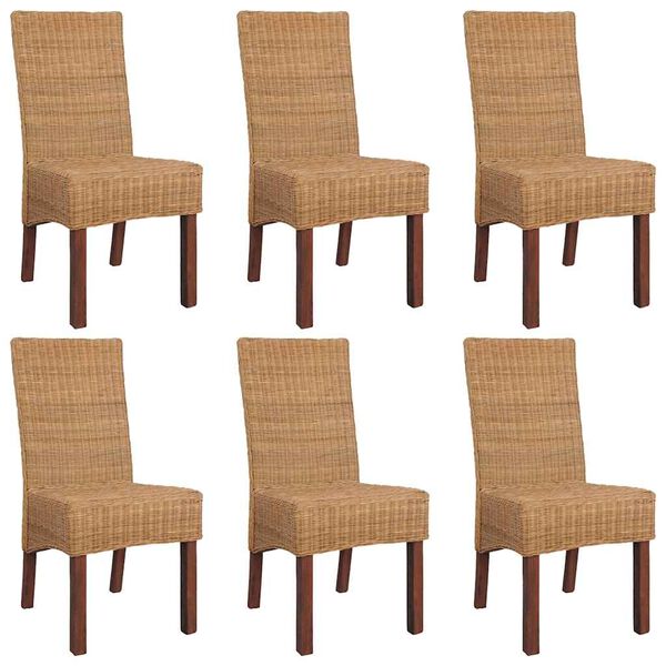 vidaXL Chaises à manger lot de 6 marron rotin naturel