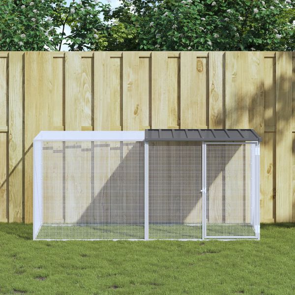 vidaXL Cage &agrave; poulets avec toit anthracite 203 x 98 x 90 cm Acier galvanis&eacute;