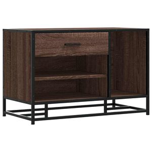 vidaXL Banc &agrave; chaussures ch&ecirc;ne marron bois d'ing&eacute;nierie et m&eacute;tal