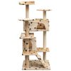 vidaXL Arbre &agrave; chat et griffoir Sisal 125cm Empreintes de pattes Beige