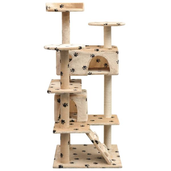 vidaXL Arbre &agrave; chat et griffoir Sisal 125cm Empreintes de pattes Beige