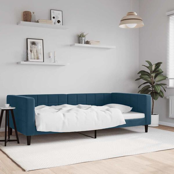 vidaXL Lit de repos sans matelas bleu 100x200 cm velours