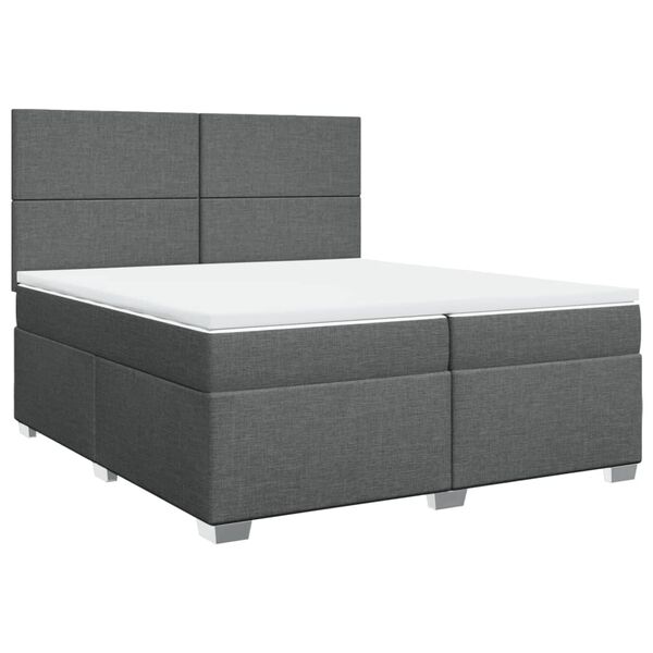 vidaXL Sommier &agrave; lattes de lit avec matelas Gris fonc&eacute; 200x200cm Tissu