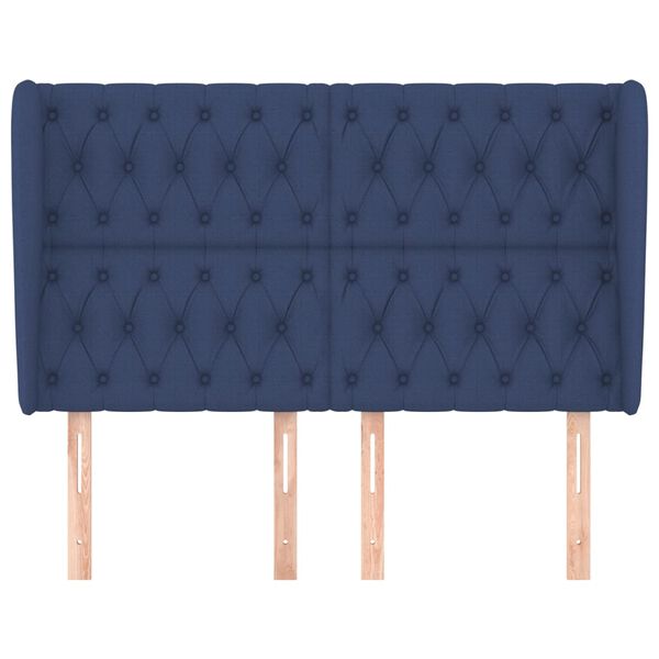 vidaXL Tête de lit avec oreilles Bleu 163x23x118/128 cm Tissu