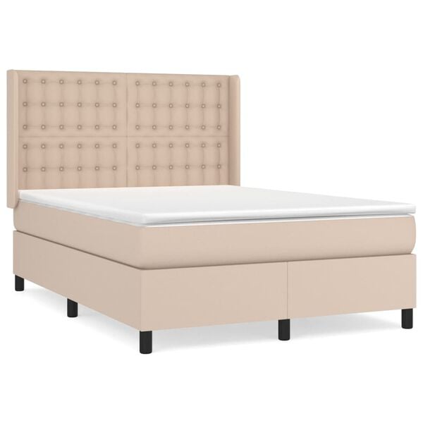 vidaXL Sommier &agrave; lattes de lit avec matelas Cappuccino 140x200 cm