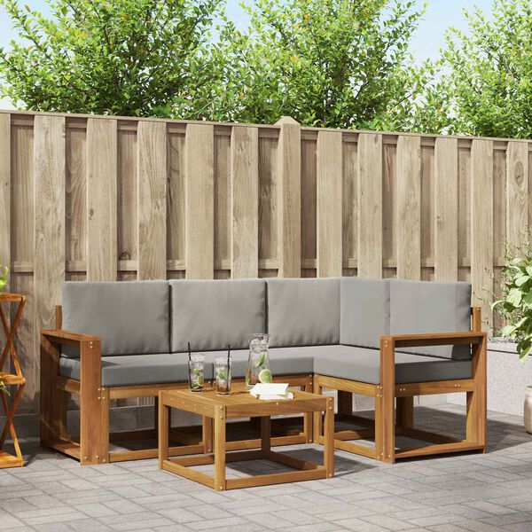 vidaXL Ensemble de canap&eacute;s d'ext&eacute;rieur 5 pcs Gris Naturel et Clair