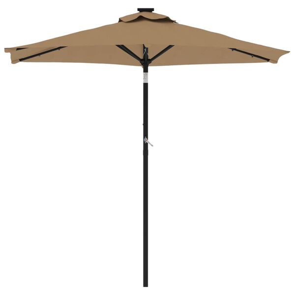vidaXL Parasol de jardin avec LED m&acirc;t en acier taupe 225x225x212 cm