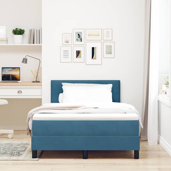 vidaXL Lit &agrave; ressorts avec matelas Bleu fonc&eacute; 120 x 200 cm Velours