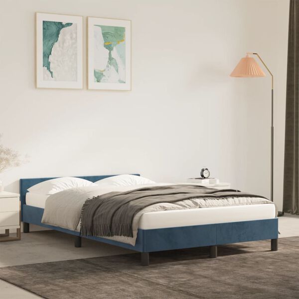 vidaXL Cadre de lit sans matelas bleu foncé 120x190 cm velours