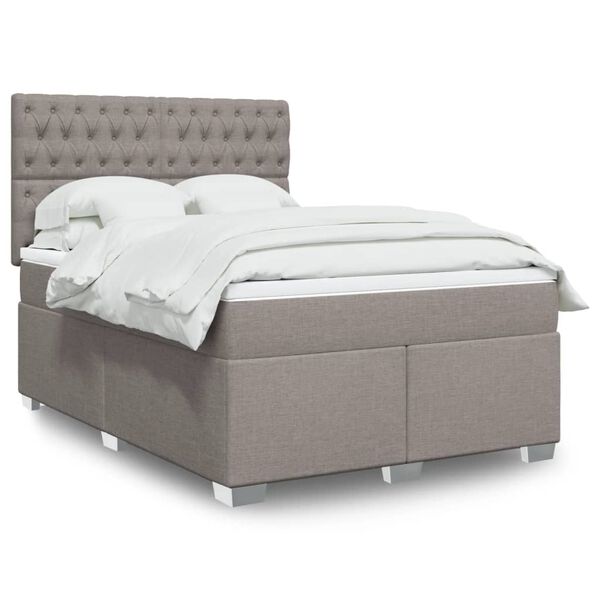 vidaXL Sommier &agrave; lattes de lit avec matelas Taupe 160x200 cm Tissu