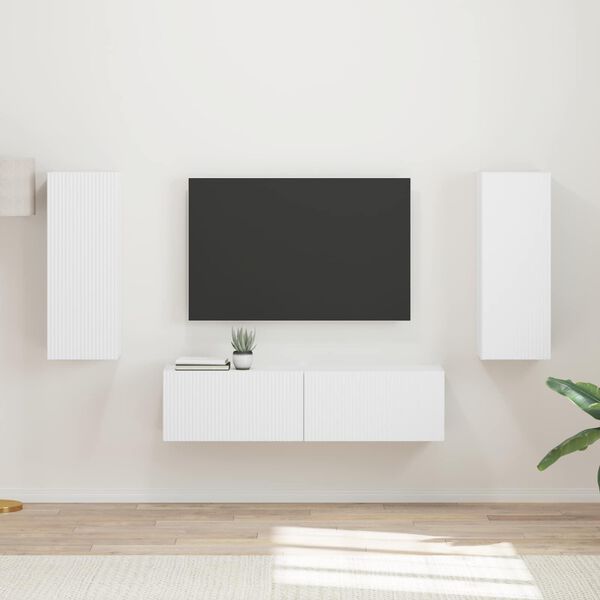 vidaXL Ensemble meuble TV Montage mural 2 pcs Blanc Bois d'ing&eacute;nierie