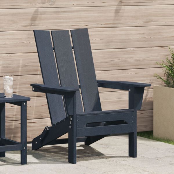 vidaXL Chaise Adirondack pliante Bleu marine 74.5 x 80.5 x 90cm HDPE
