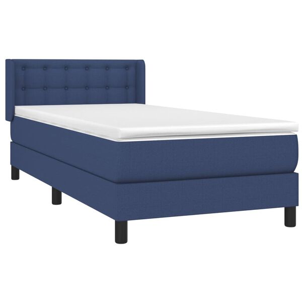 vidaXL Sommier &agrave; lattes de lit avec matelas Bleu 80x200 cm Tissu