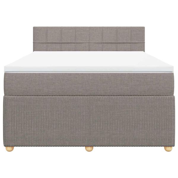 vidaXL Sommier &agrave; lattes de lit avec matelas Taupe 160x200 cm Tissu