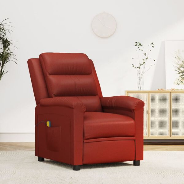 vidaXL Fauteuil de massage Rouge bordeaux Similicuir