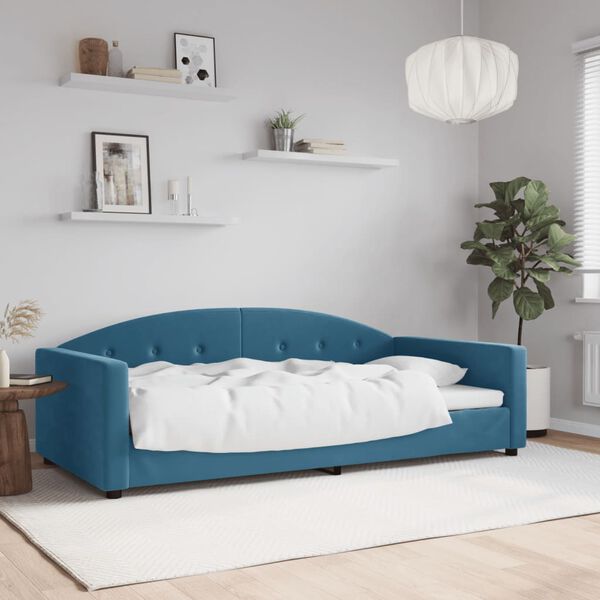 vidaXL Lit de repos sans matelas bleu 100x200 cm velours