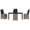 vidaXL Ensemble table et chaises avec coussin 5 pcs Gris Rotin PE