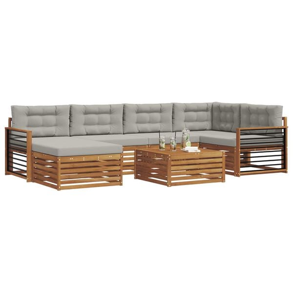 vidaXL Ensemble de canap&eacute;s d'ext&eacute;rieur 7 pcs Gris Naturel et Clair