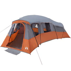 vidaXL Tente familiale 20 personne Imperm&eacute;able Gris et orange taffetas