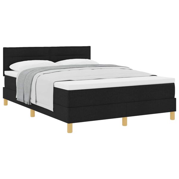 vidaXL Lit &agrave; ressorts avec matelas Noir 140 x 190 cm tissu