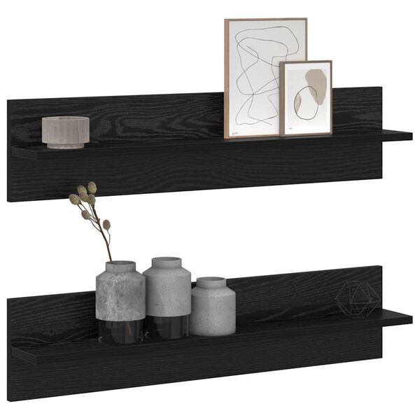 vidaXL Étagère Murale avec étagère 2 pcs Chêne noir 80 x 11,5 x 18 cm