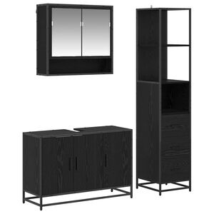 vidaXL Ensemble de mobilier de salle de bain 3 pcs Ch&ecirc;ne noir