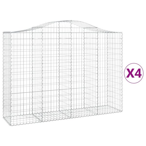 vidaXL Paniers &agrave; gabions arqu&eacute;s 4 pcs 200x50x140/160 cm Fer galvanis&eacute;