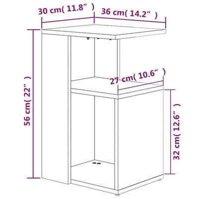 vidaXL Table d'appoint Chêne marron 36x30x56 cm Bois d'ingénierie