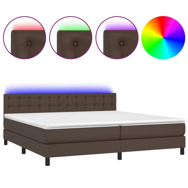 vidaXL Sommier &agrave; lattes de lit avec matelas et LED Marron 200x200cm